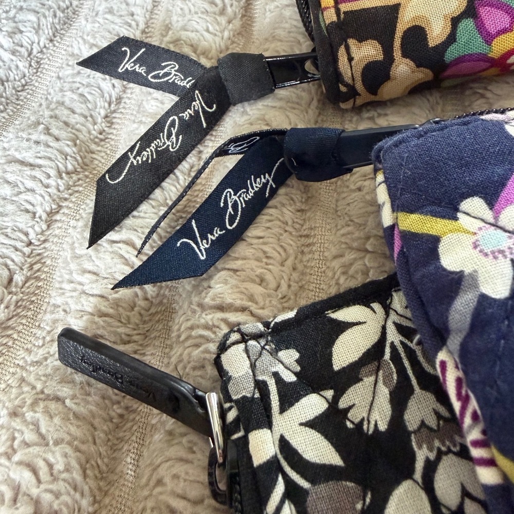 Vera Bradley Bundle Turnlock Wallet Zip ID Case Coin Pouch Quilted Floral 3pc St - Picture 3 of 11